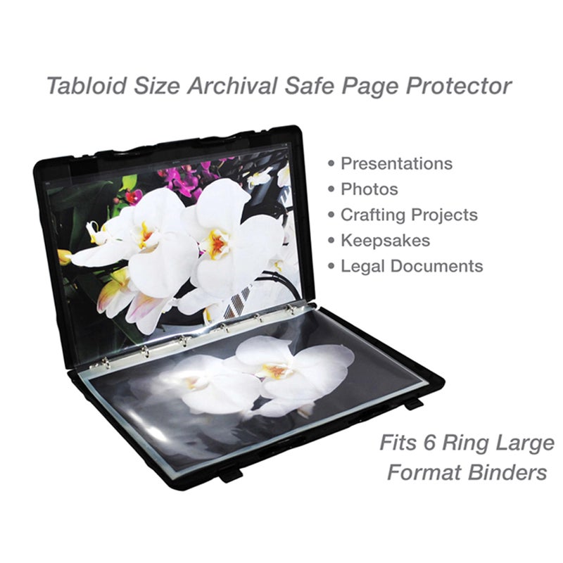 EnvyPak Tabloid Page Protectors, 6 Hole Punched (Large Format), Clear - Side Loading - Holds 11 x 17 Inch Pages - Pack of 25 - Image 3